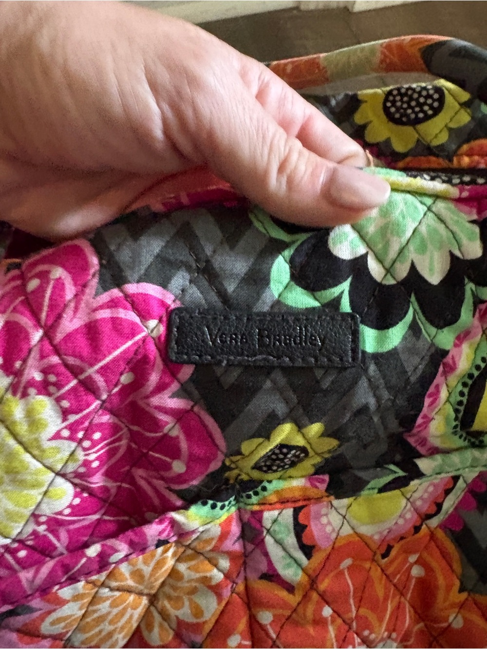 Vera Bradley Quilted Floral Tote in Pink, Orange, Yellow & Green